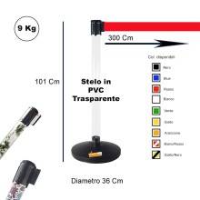 COLONNINA ACCIAIO A NASTRO MULTICOLORE SEGNA PERCORSO BASE ANTI INCIAMPO PIATTA