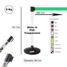COLONNINA ACCIAIO A NASTRO MULTICOLORE SEGNA PERCORSO BASE ANTI INCIAMPO PIATTA