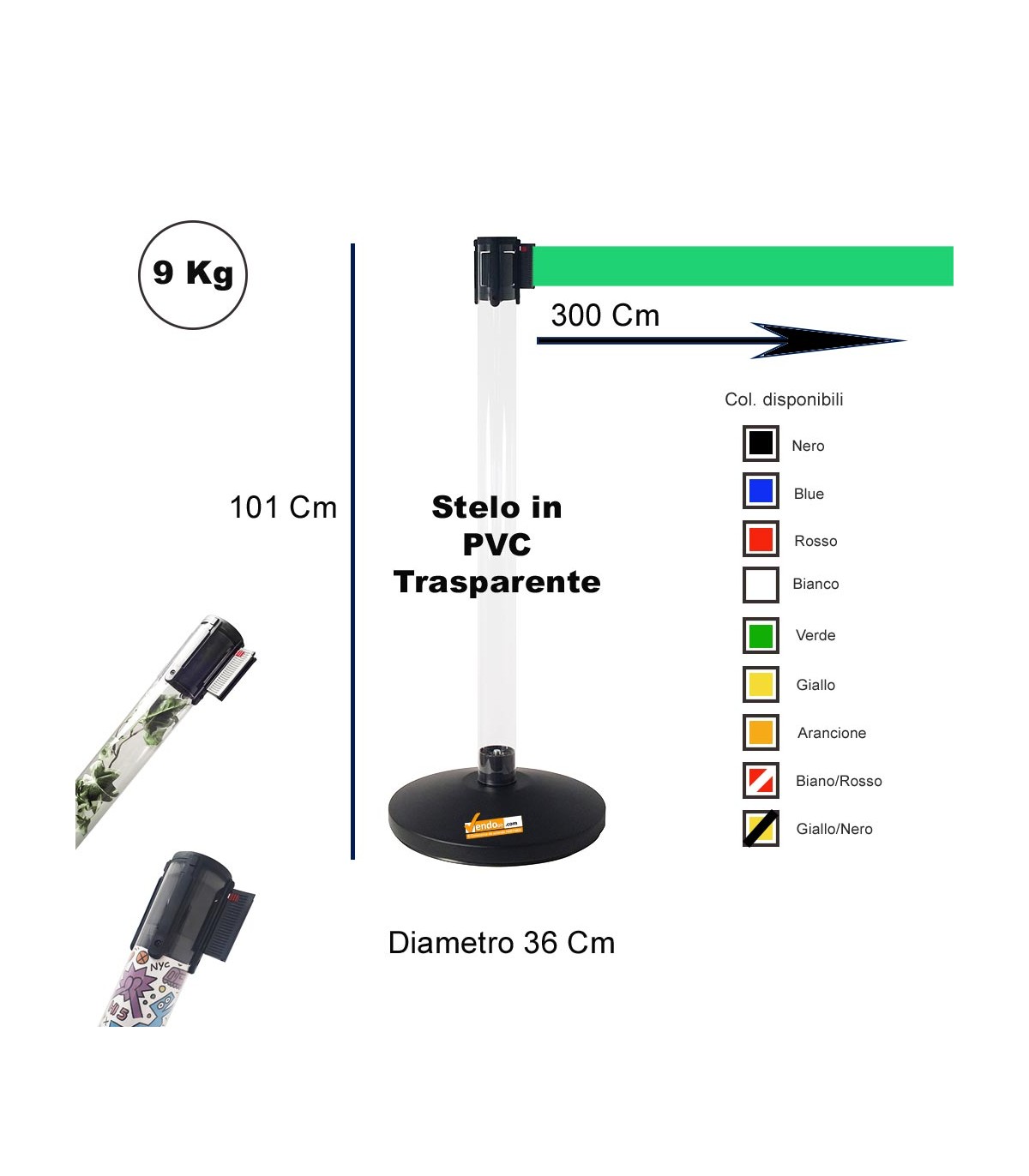COLONNA COLONNINA NERA A NASTRO TEATRO AEROPORTO SEGNA PERCORSO DELIMITA AREA