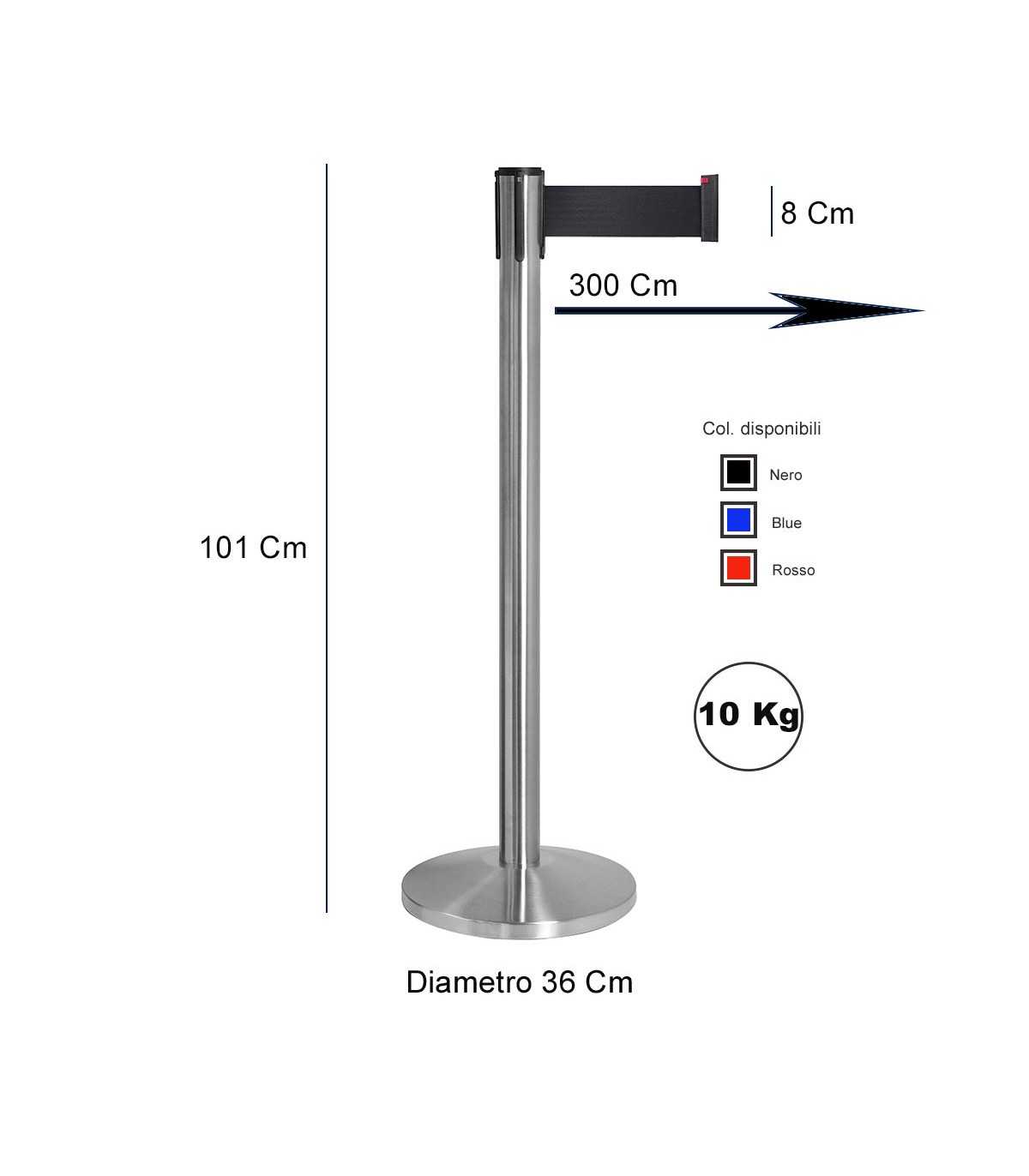 COLONNINA A NASTRO 8 CM DELIMITA AREA PRIVACY SEPARA CODE TENDIFLEX AEROPORTO