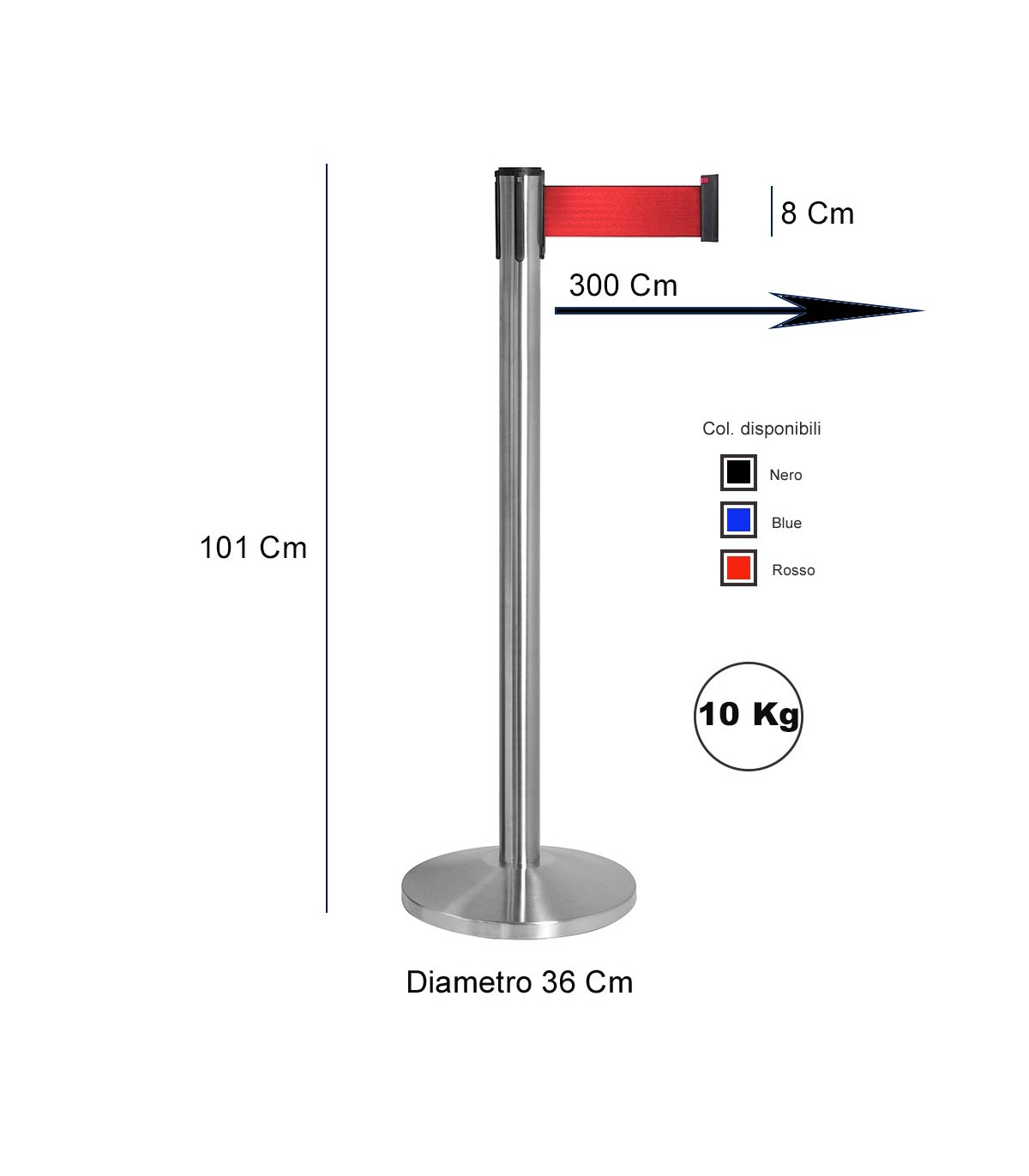 COLONNINA A NASTRO 8 CM DELIMITA AREA PRIVACY SEPARA CODE TENDIFLEX AEROPORTO