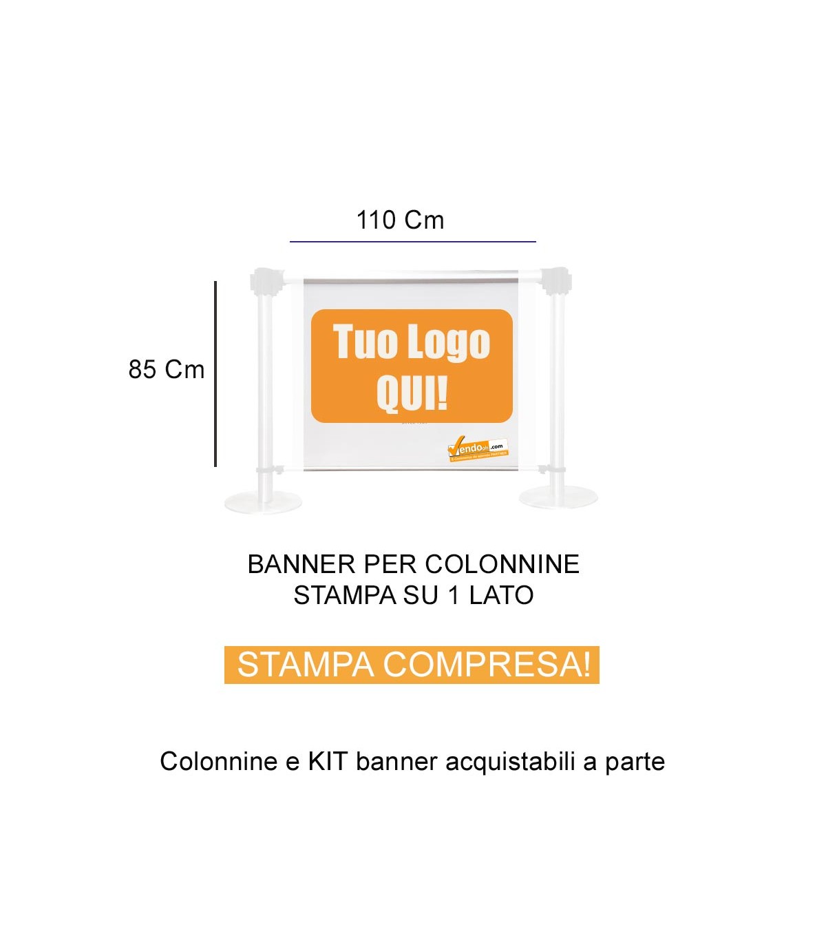 BANNER COMPRESO DI STAMPA 1 LATO PER COLONNINE DELIMITA AREA PRIVACY SEPARA CODE