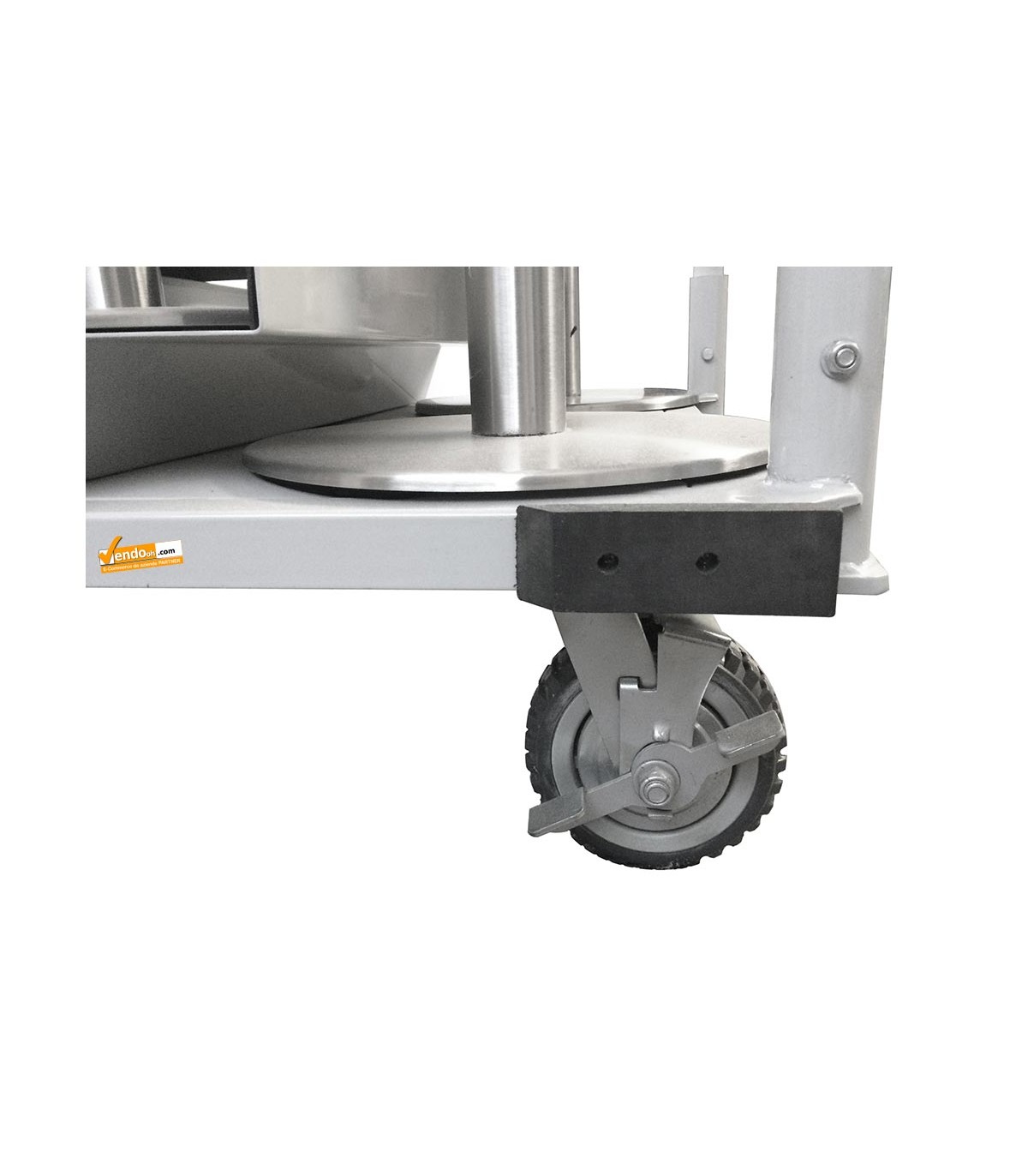 DETTAGLIO RUOTA CARRELLO PORTA COLONNINE SEPARA CODE DELIMITA AREA PRIVACY CON RUOTE FRENATI