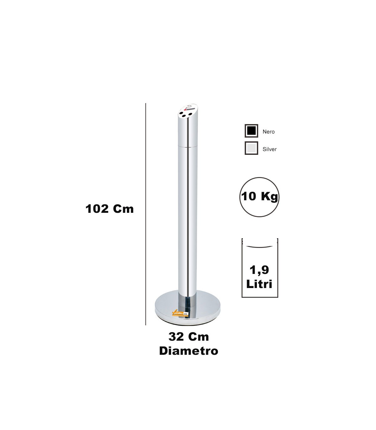 CESTINO IN METALLO CILINDRICO ROTONDO GETTACARTE GETTA CARTA DA INTERNO ESTERNO