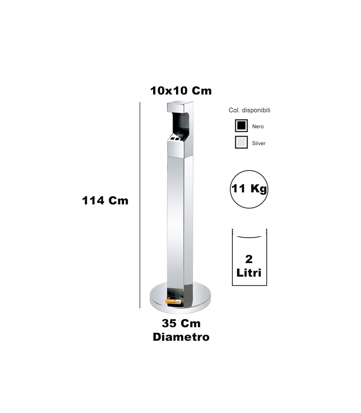 CESTINO IN METALLO CILINDRICO ROTONDO GETTACARTE GETTA CARTA DA INTERNO ESTERNO