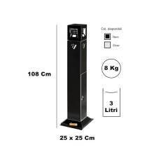 POSACENERE A COLONNA QUADRA AUTOPORTANTE ESTERNO INTERNO CON SERRATURA SMOKING