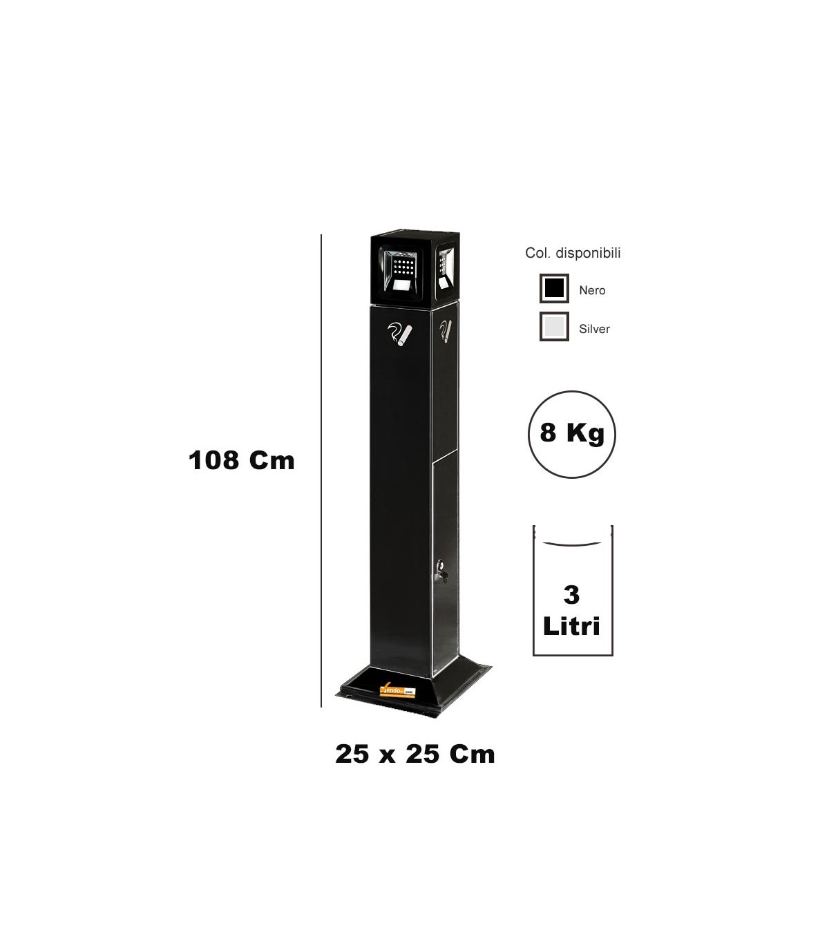 CESTINO IN METALLO CILINDRICO ROTONDO GETTACARTE GETTA CARTA DA INTERNO ESTERNO