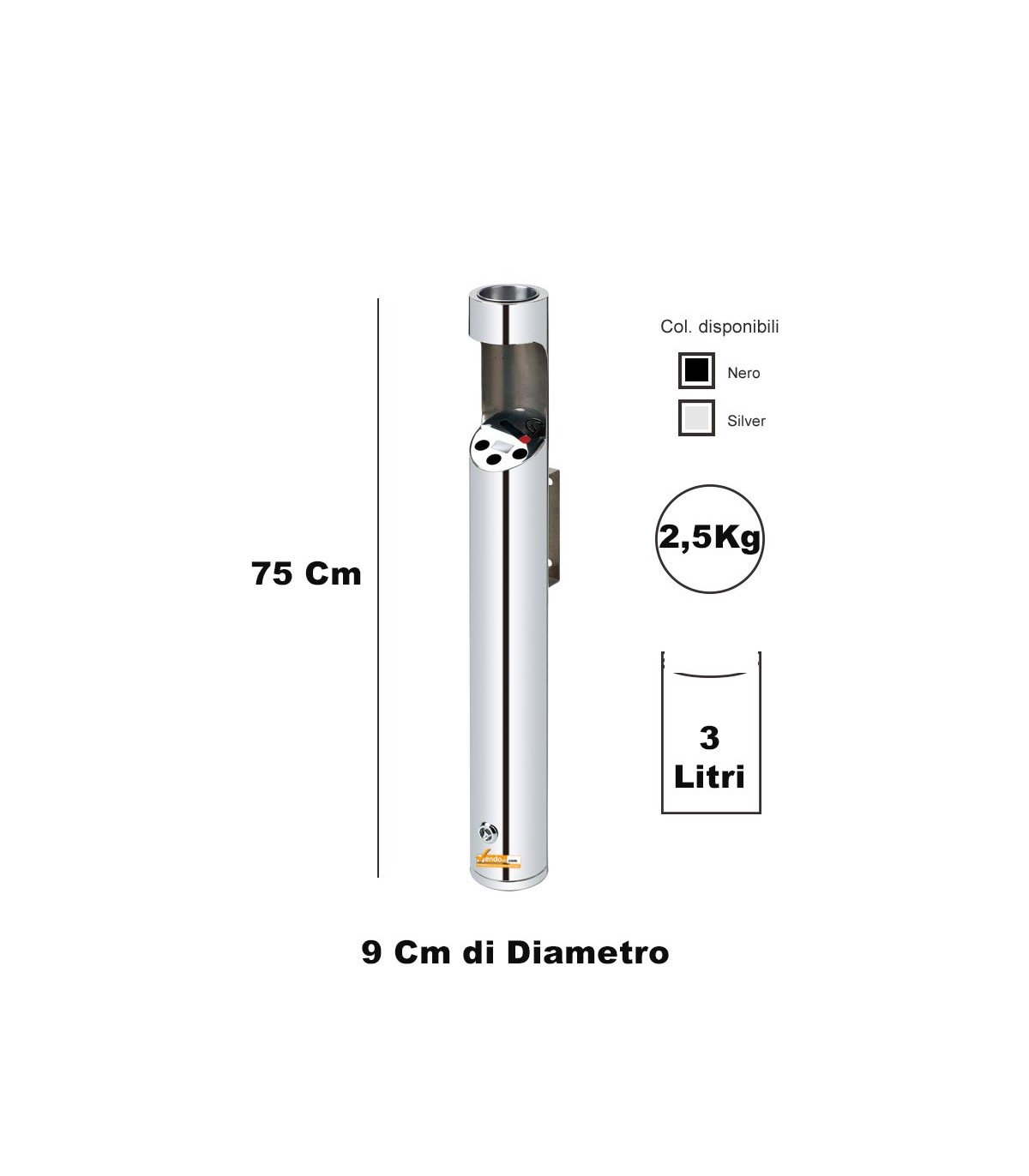 POSACENERE DA PARETE PER ESTERNO CON FORI PER MOZZICONI SIGARETTE E SERRATURA