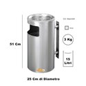 CESTINO IN METALLO CILINDRICO ROTONDO GETTACARTE GETTA CARTA DA INTERNO ESTERNO
