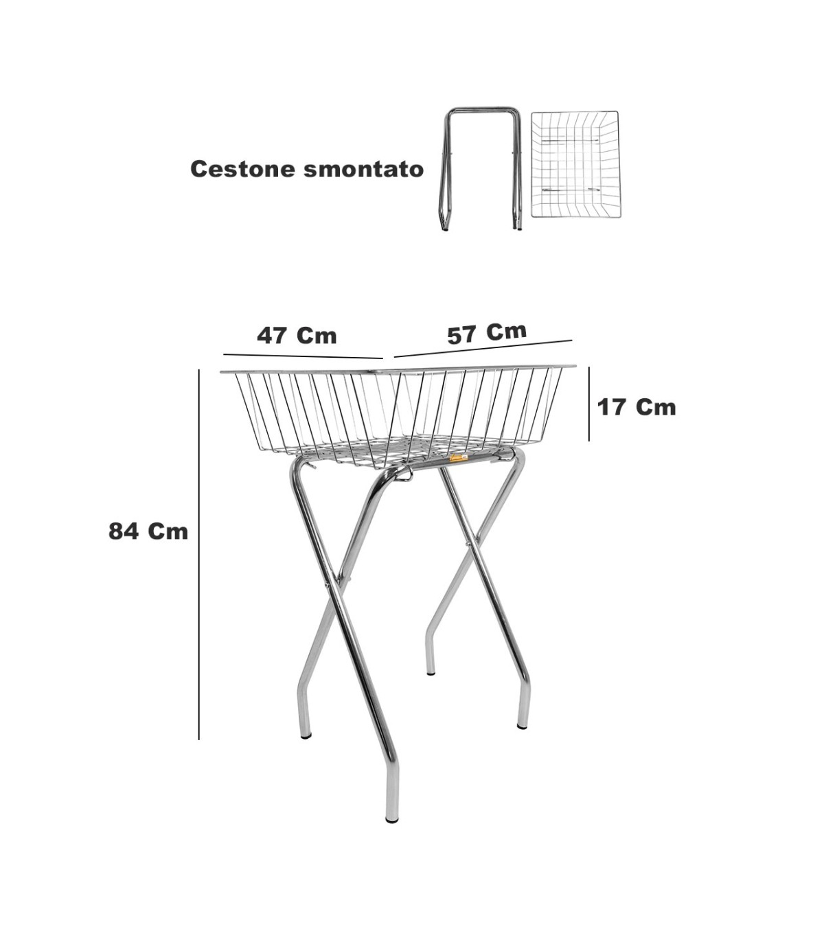 CESTONE IN ACCIAIO BANCARELLA ESPOSITORE METALLO CESTO A RETE DA PAVIMENTO 57X47