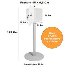 URNA TRASPARENTE DA PAVIMENTO CON SOSTEGNO A PALO CON SERRATURA A CHIAVE FESSURA