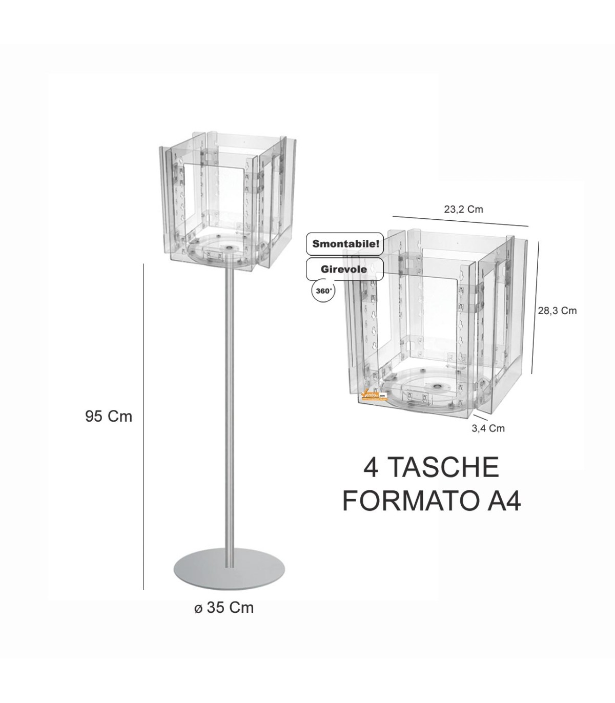 ESPOSITORE PUBBLICITARIO GIREVOLE PORTA DEPLIANT LOCANDINE OPUSCOLI A4 SLV13