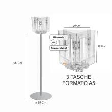 ESPOSITORE GIREVOLE SU PIANTANA PORTA DEPLIANT LOCANDINE OPUSCOLI 3 TASCHE F.TO A5