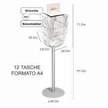ESPOSITORE PUBBLICITARIO GIREVOLE PORTA DEPLIANT LOCANDINE OPUSCOLI A4 SLV13