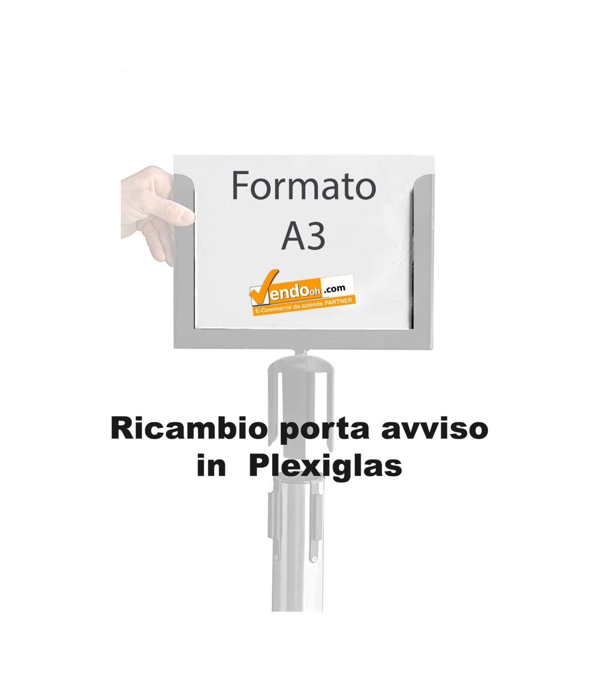 RICAMBIO PORTA COMUNICAZIONI IN PLEXIGLAS PORTA FORMATO A3 ORIZZONTALE PER COLONNINA DELIMITA AREA