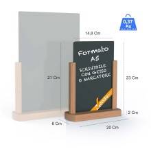 ESPOSITORE PORTA MENU' LAVAGNA IN LEGNO DA BANCO BANCONE PER GESSI GESSETTI