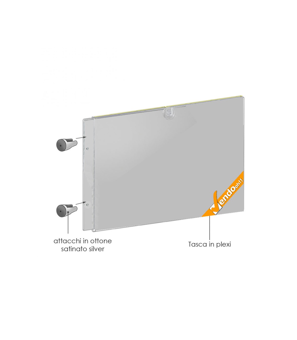 TARGA DA PARETE A BANDIERA COMPLETA DI ATTACCHI A MURO PANNELLO A4 ORIZZONTALE