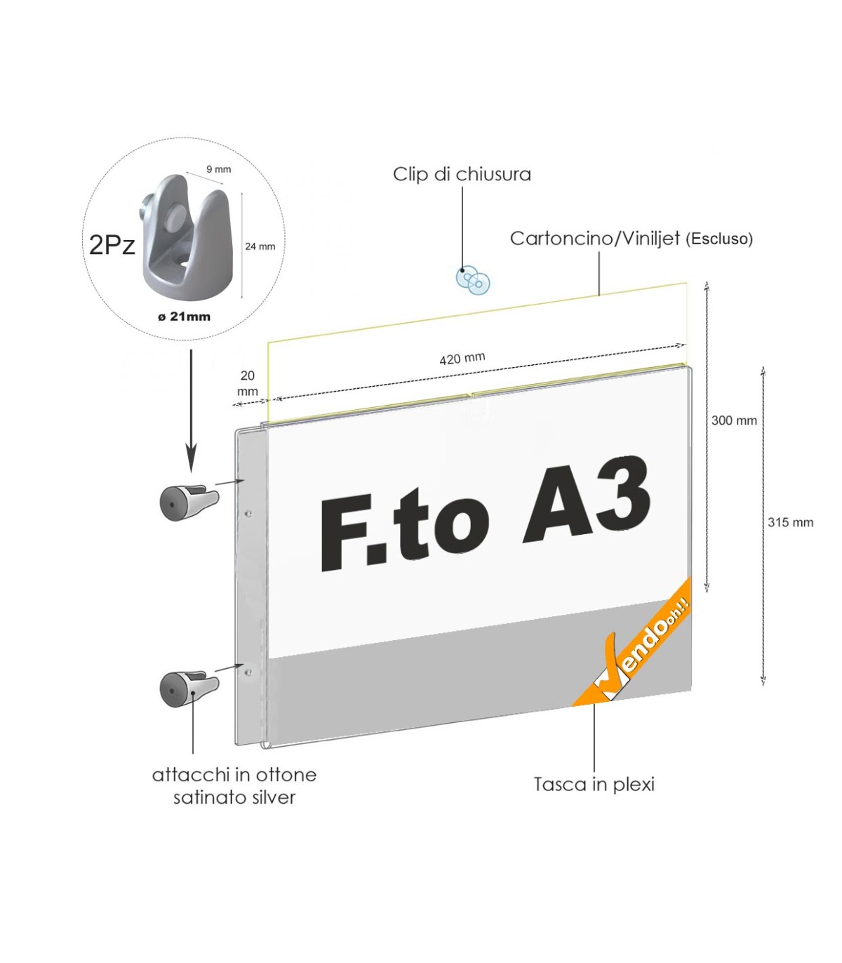 TARGA ESPOSITORE PUBBLICITARIO DA PARETE PORTA PANNELLI INDICAZIONI VARIE MISURE