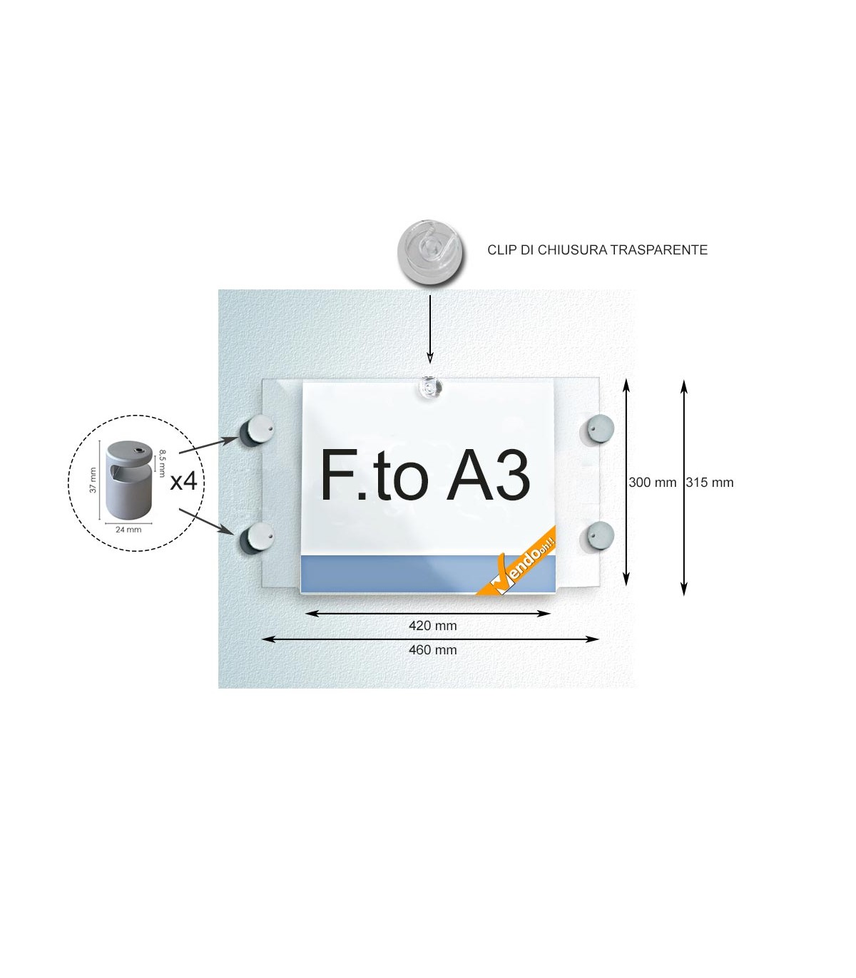 TARGA ESPOSITORE PUBBLICITARIO DA PARETE PORTA PANNELLI INDICAZIONI VARIE MISURE