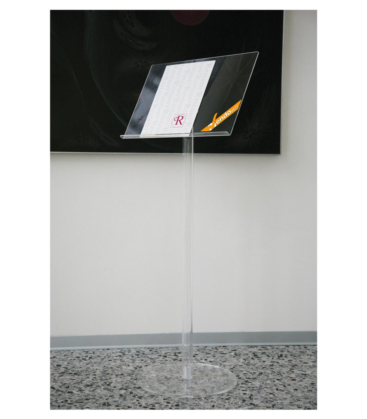 ESPOSITORE PUBBLICITARIO A LEGGIO PORTA LOCANDINE AVVISI DEPLIANT CON BASE