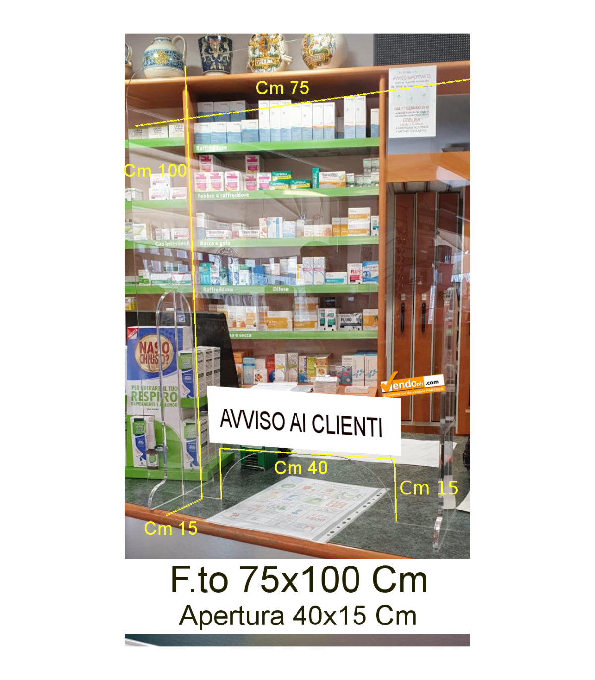 PROTEZIONE PARAFIATO PARA FIATO VETRINA PROTETTIVA RECEPTION DA BANCO FARMACIA