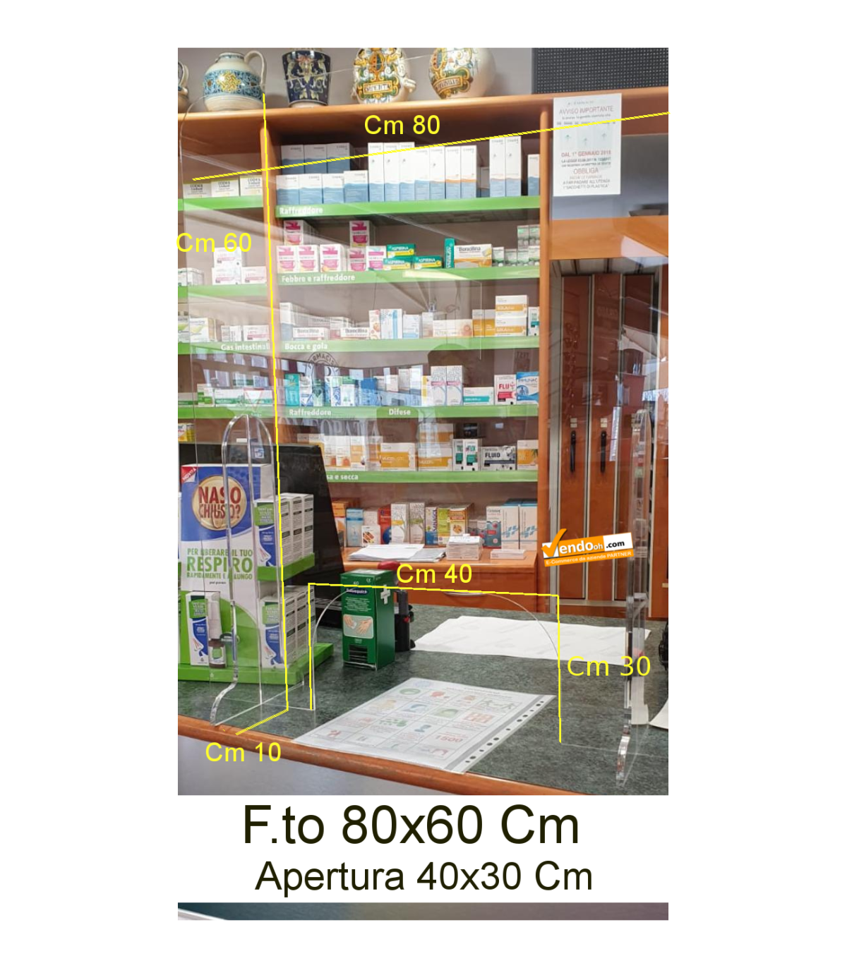 PARAFIATO VETRINA ANTI ALITO PROTETTIVA PARA FIATO DA BANCO FARMACIA NEGOZIO