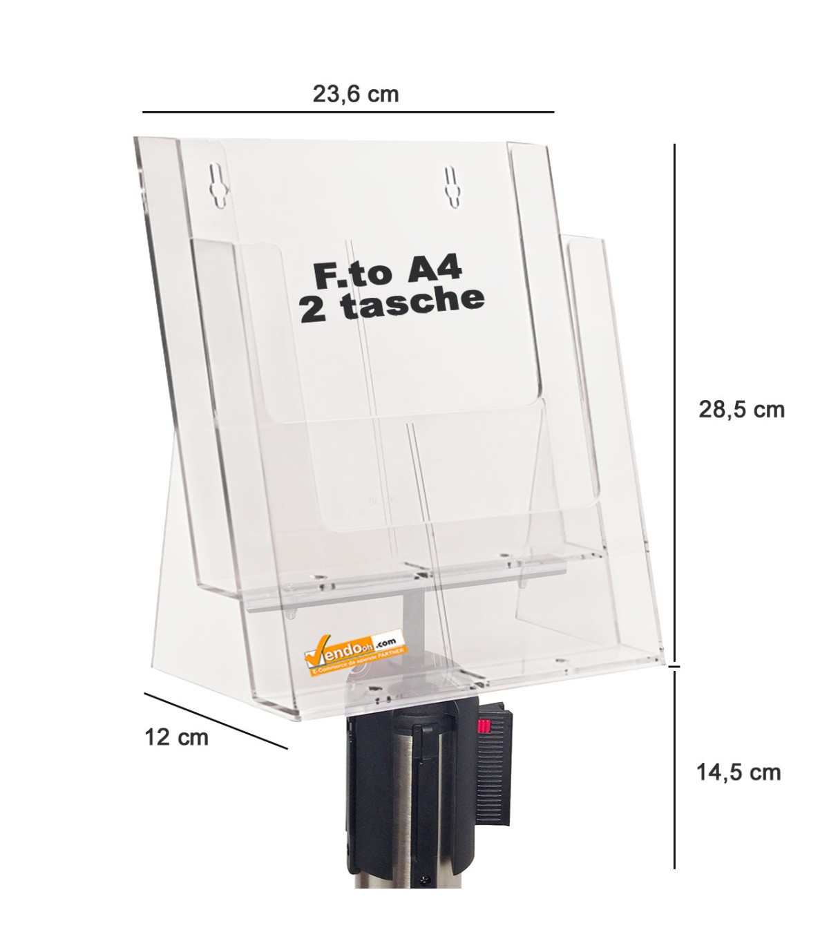 PORTA DEPLIANT PER COLONNINE DELIMITA AREA SEGNA PERCORCORSO FORMATO A4 2 TASCHE