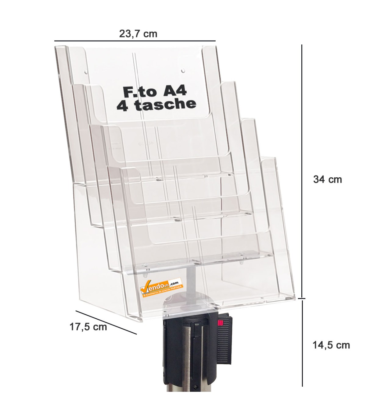 PORTA DEPLIANT PER COLONNINE DELIMITA AREA SEGNA PERCORCORSO FORMATO A4 4 TASCHE