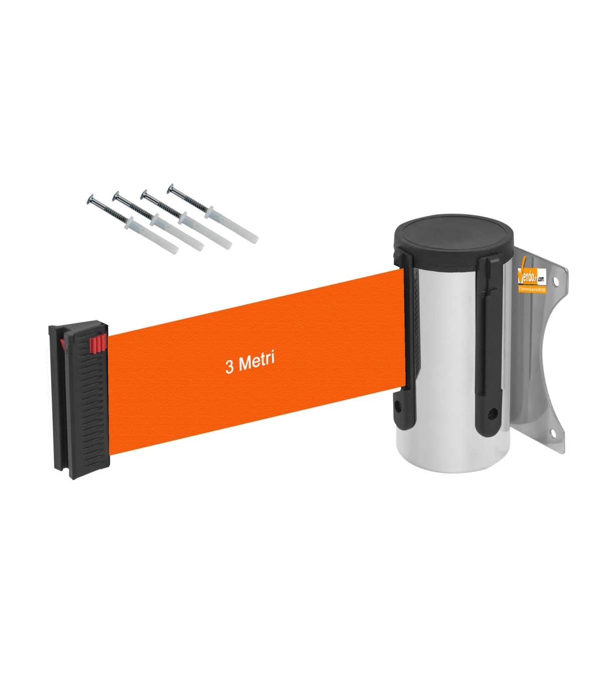 NASTRO ARANCIONE RETRAIBILE DA PARETE ATTACCO A MURO IN ACCIAIO FISHER COMPRESI COMPATIBILE CON COLONNINE