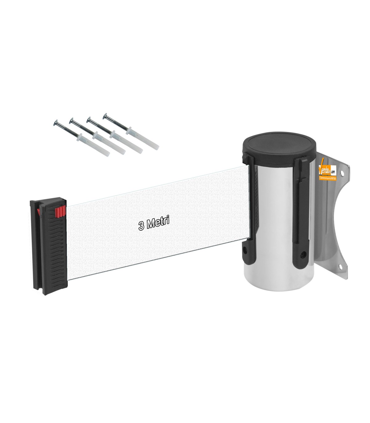 NASTRO BIANCO RETRAIBILE DA PARETE ATTACCO A MURO IN ACCIAIO FISHER COMPRESI COMPATIBILE CON COLONNINE