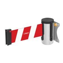 NASTRO A BANDE BIANCO-ROSSE RETRAIBILE DA PARETE ATTACCO A MURO IN ACCIAIO COMPATIBILE CON COLONNINE