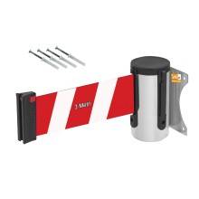 NASTRO A BANDE BIANCO-ROSSE RETRAIBILE DA PARETE ATTACCO A MURO IN ACCIAIO FISHER COMPRESI COMPATIBILE CON COLONNINE