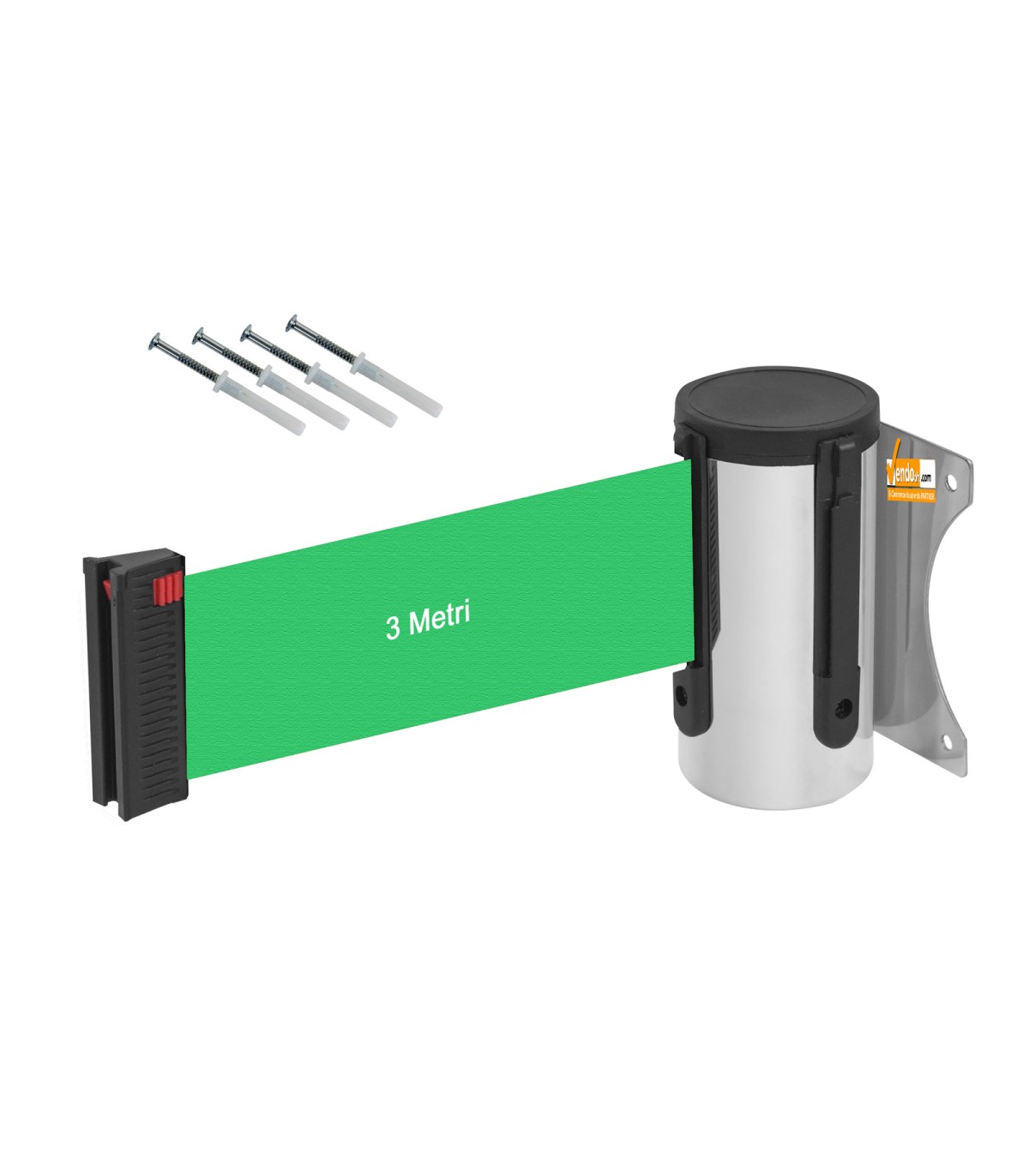 NASTRO VERDE RETRAIBILE DA PARETE ATTACCO A MURO IN ACCIAIO FISHER COMPRESI COMPATIBILE CON COLONNINE