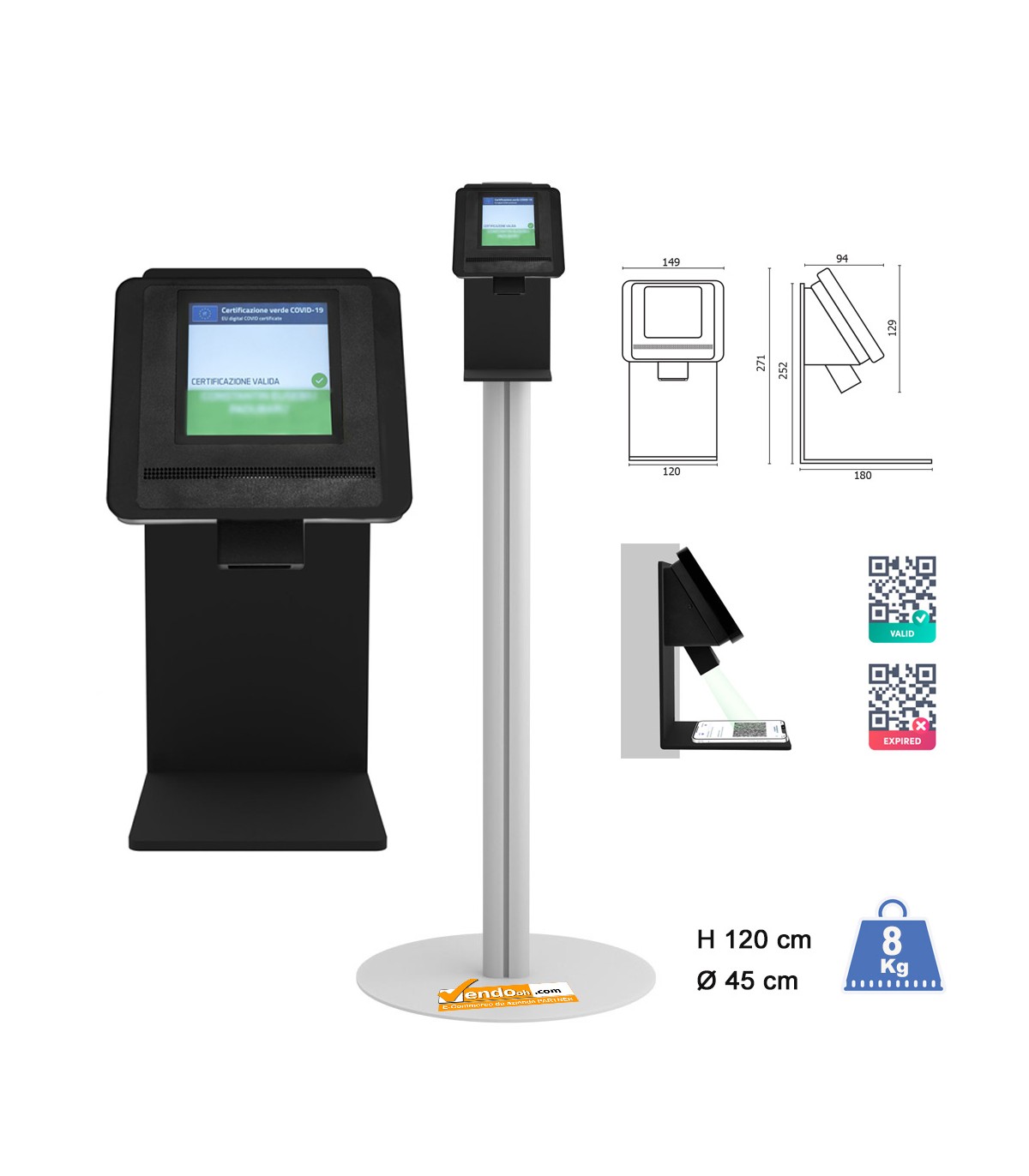 PORTA DISPENSER DA PAVIMENTO IN METALLO CORNICE FORMATO A4 PORTA COMUNICAZIONI