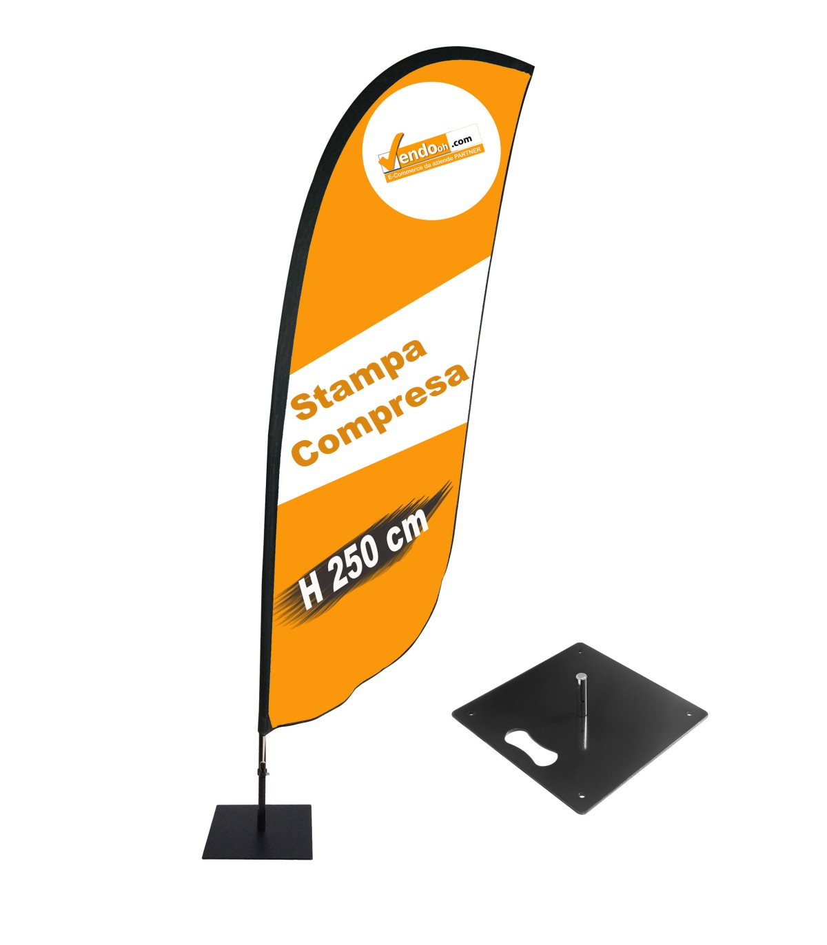 ESPOSITORE A BANDIERA DA ESTERNO INTERNO ANCHE BASE PER AUTO NEVE E PICCHETTO