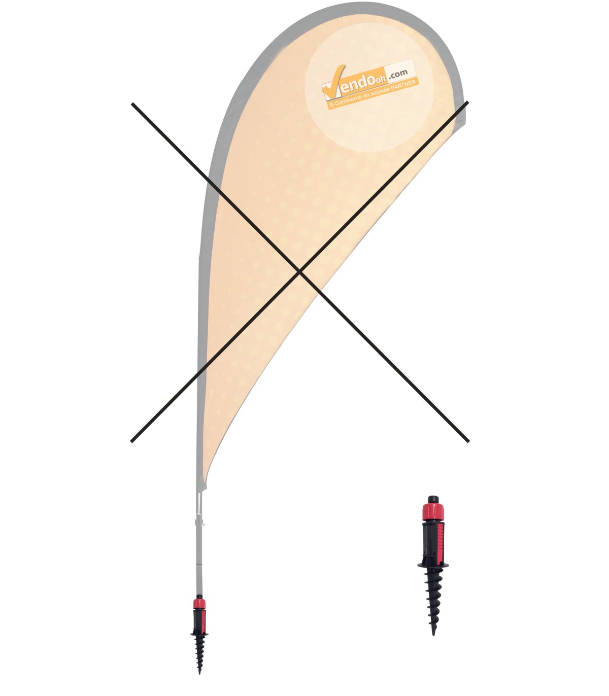 BASE A PICCHETTO VITE PER LA NEVE PER ESPOSITORI A BANDIERA LINEA ECO E DELUXE