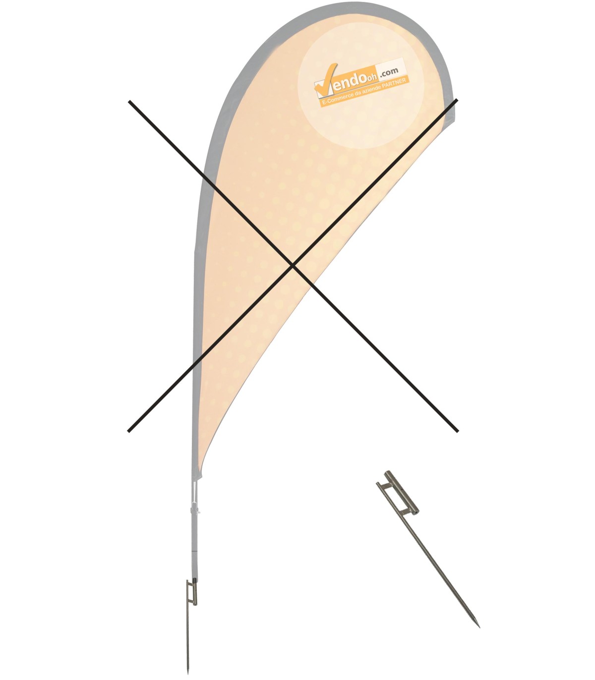 BASE A PICCHETTO PER TERRA ESCLUSIVAMENTE NOSTRI ESPOSITORI A BANDIERA LINEA ECO