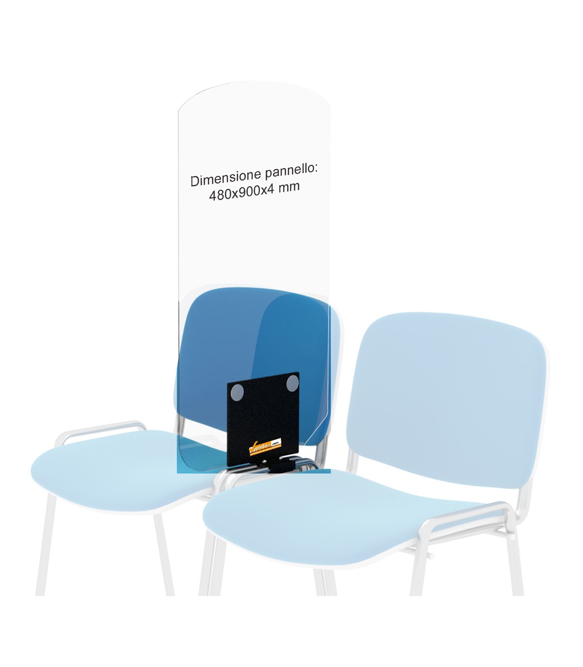 SEPARATORE CON PANNELLO IN PLEXIGLASS PER SEGGIOLE SEDUTE DISTANZIAMENTO PERSONE