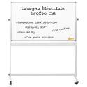LAVAGNA MAGNETICA 150x90 CM DOPPIO LATO SCRIVIBILE CARRELLATA DA UFFICIO SCUOLA