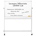 LAVAGNA MAGNETICA 150x90 CM DOPPIO LATO SCRIVIBILE CARRELLATA DA UFFICIO SCUOLA
