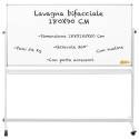 LAVAGNA DIDATTICA MAGNETICA 180x90 CM DOPPIA SUPERFICIE SCRIVIBILE CON ROTELLE