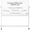 LAVAGNA DIDATTICA MAGNETICA 180x90 CM DOPPIA SUPERFICIE SCRIVIBILE CON ROTELLE 