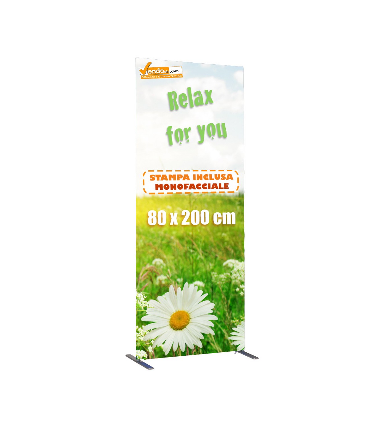 TOTEM IN TESSUTO STAMPA INCLUSA BANNER PUBBLICITARIO 80X200 TIPO ROLL UP POP UP