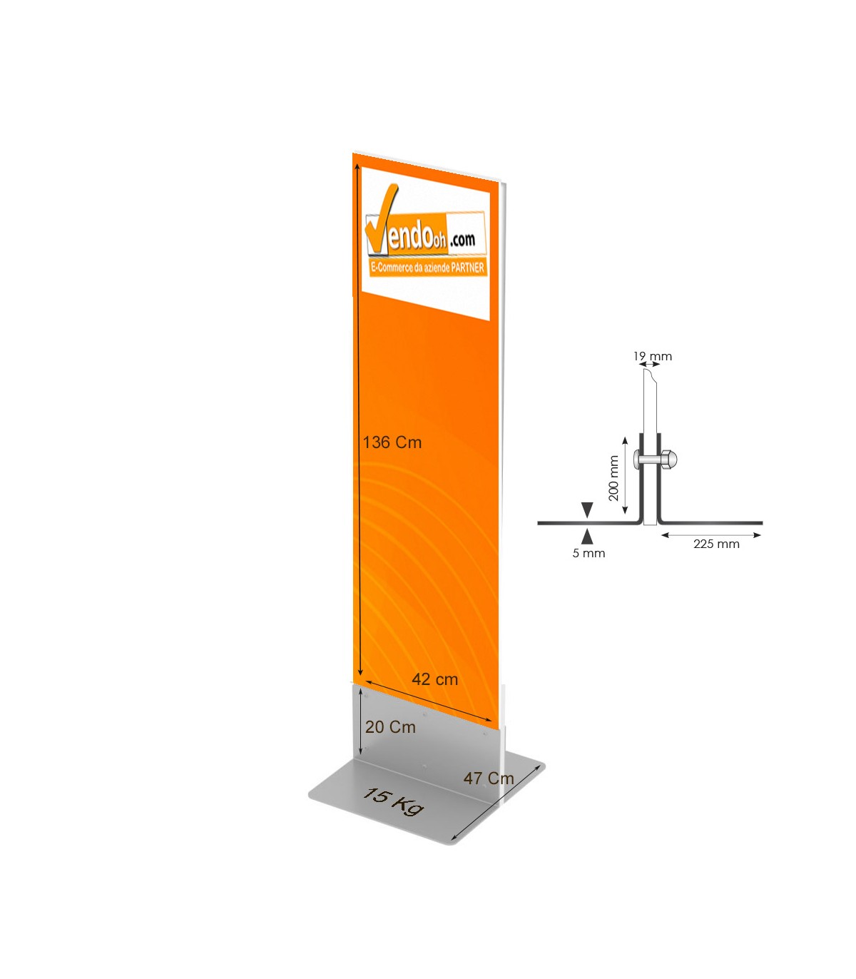 TOTEM DA PAVIMENTO TIS ECO 42X156 BIFACCIALE ESPOSITORE PUBBLICITARIO PANNELLO