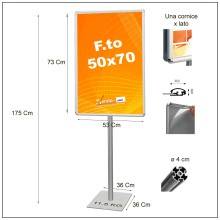 ESPOSITORE AUTOPORTANTE CON BASE QUADRA IN METALLO CON CORNICI BIFACCIALI 50x70