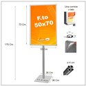 ESPOSITORE AUTOPORTANTE CON BASE QUADRA IN METALLO CON CORNICI BIFACCIALI 50x70