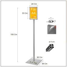ESPOSITORE AUTOPORTANTE BASE QUADRA IN METALLO CORNICE MONOFACCIALE FORMATO A4
