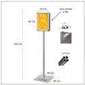 ESPOSITORE AUTOPORTANTE BASE QUADRA IN METALLO CORNICE BIFACCIALE FORMATO A3