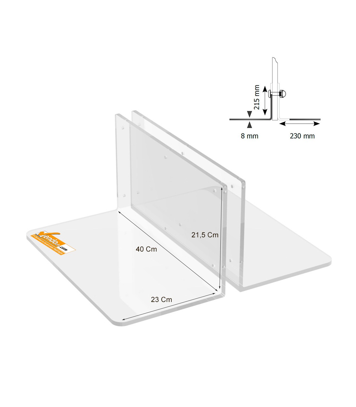 BASE TRASPARENTE 40CM PLEXIGLAS  PER TOTEM PUBBLICITARIO BIFACCIALE DA PAVIMENTO