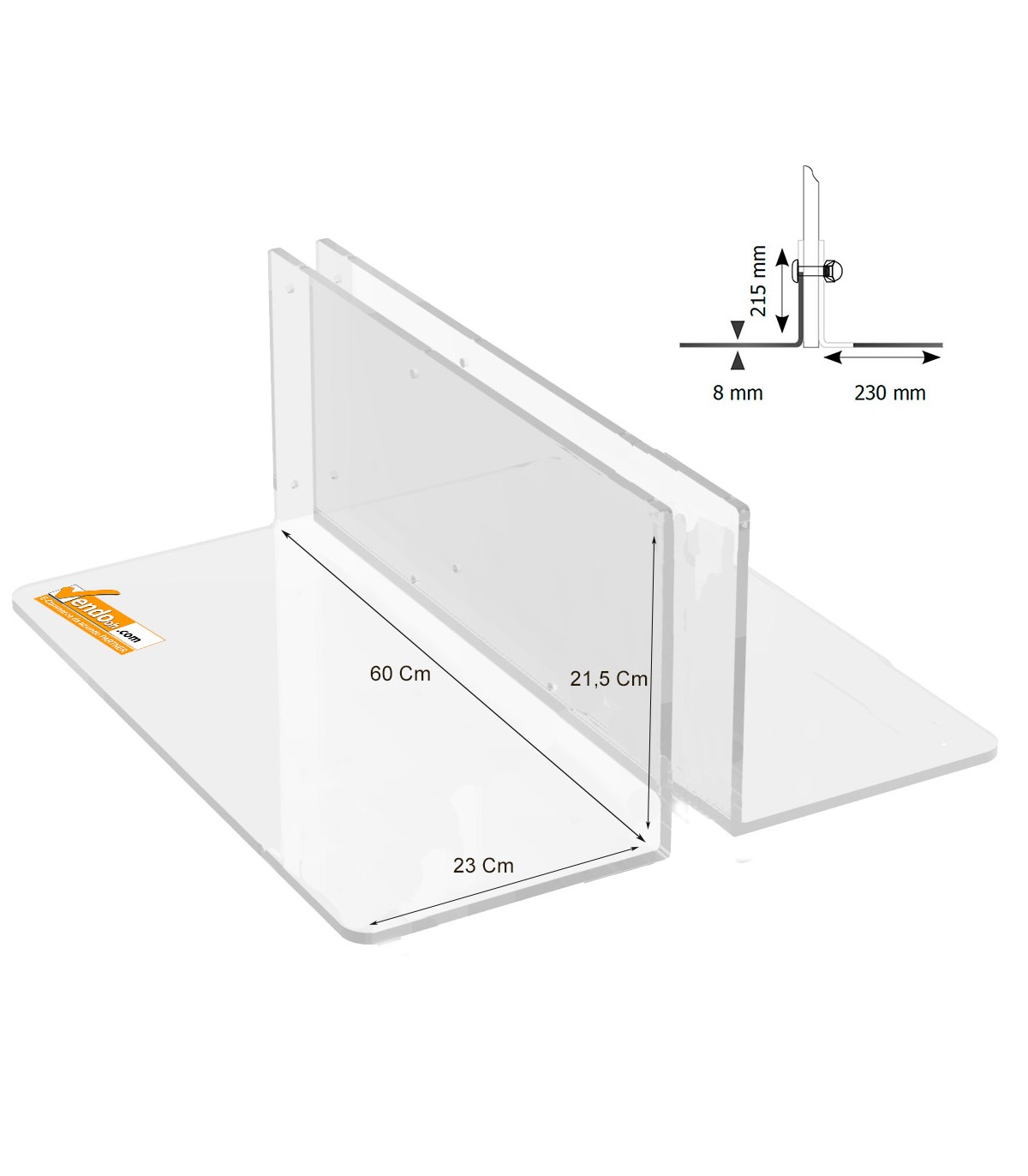 BASE TRASPARENTE 60CM PLEXIGLAS  PER TOTEM PUBBLICITARIO BIFACCIALE DA PAVIMENTO